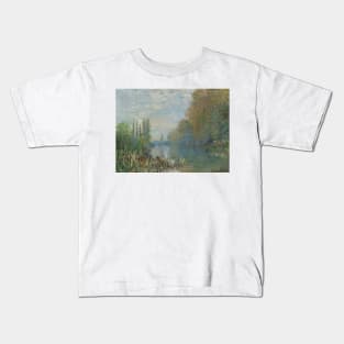 Bords De La Seine En Automne by Claude Monet Kids T-Shirt